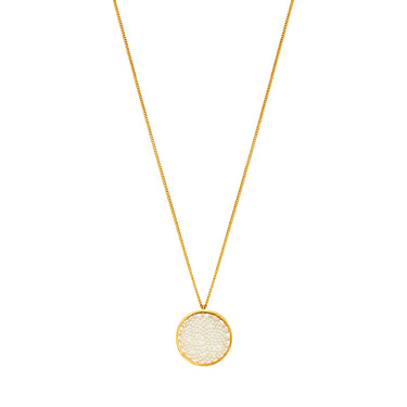 Collar Upsala Dorado Círculo Mediano Largo Perla